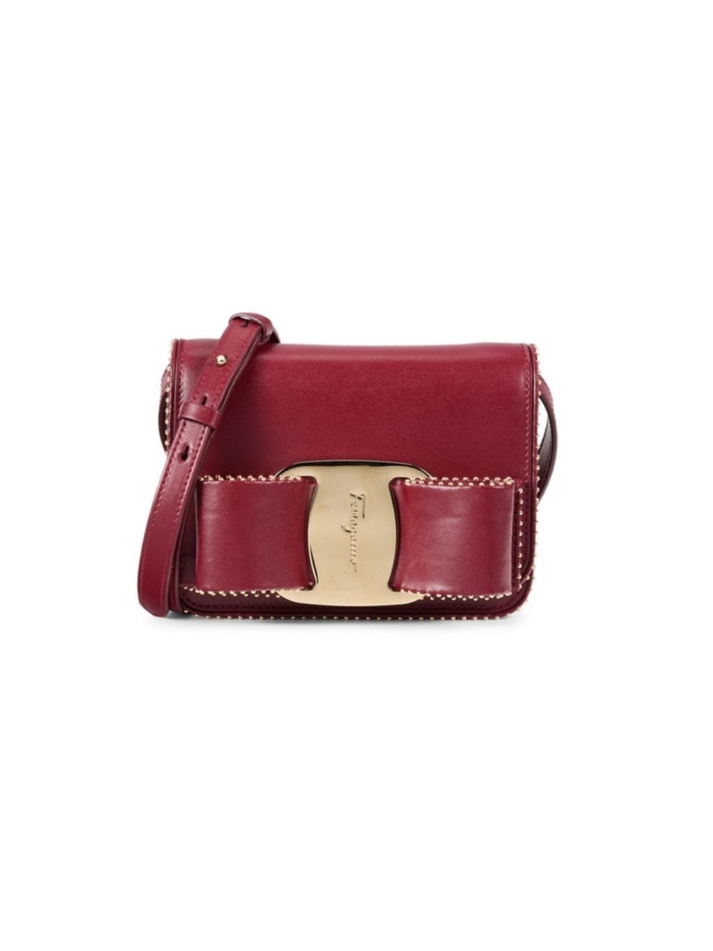 Salvatore Ferragamo Bow-Accent Leather Crossbody - Burgundy